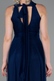 Lacivert Halter Yaka Uzun Abiye Elbise ABU3252