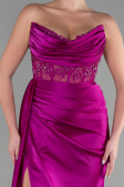 Violet Straplez Drapeli Uzun Saten Abiye ABU3536