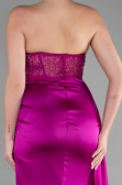 Violet Straplez Drapeli Uzun Saten Abiye ABU3536