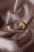 Gold Swarovski Taşlı Abiye Bileklik UK776