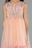 Somon Kolsuz Üstü Pullu Kısa Kız Çocuk Abiye ABK1973