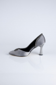 Platin Taşlı Saten Stiletto Abiye Ayakkabı MJ8008