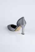 Platin Taşlı Saten Stiletto Abiye Ayakkabı MJ8008