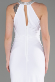 Ekru Halter Yaka Uzun Saten Balık Abiye ABU2940