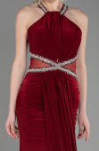 Bordo Halter Yaka Uzun Saten Balık Abiye ABU2940