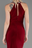 Bordo Halter Yaka Uzun Saten Balık Abiye ABU2940