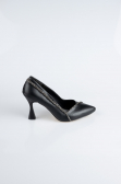 Siyah Deri Stiletto Abiye Ayakkabı MJD5158