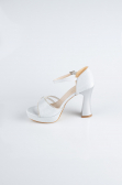 Gümüş Saten Platform Topuk Abiye Ayakkabı MJS3409