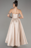 Vizon Straplez Midi Tafta Abiye Elbise ABU4049