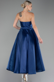 Lacivert Straplez Midi Tafta Abiye Elbise ABU4049