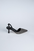 Siyah-Gümüş Taşlı Stiletto AB1127