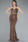 Bakır Straplez Uzun Pullu Balık Abiye ABU4816