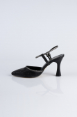 Siyah Lazer Kesim Stiletto Abiye Ayakkabı MJ5150