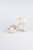 Gold Saten Platform Topuk Abiye Ayakkabı MJS3409