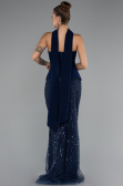 Lacivert Straplez Peplum Detay Taşlı Uzun Balık Abiye ABU5131