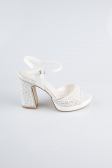 Beyaz Boncuklu Abiye Ayakkabı AB1154