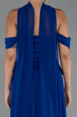 Saks Mavi Kayık Yaka Saten Peplum Kesim Uzun Şifon Abiye ABU5327