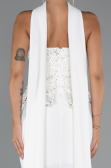 Ekru Pullu Straplez Peplum Kesim Uzun Balık Abiye Elbise ABU5320
