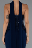 Lacivert Pullu Straplez Peplum Kesim Uzun Abiye Elbise ABU5320