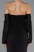 Siyah Straplez Peplum Kesim Eldivenli Uzun Abiye ABU5421