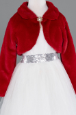 Kırmızı Kız Çocuk Kürklü Kısa Bolero Ceket ABK2467