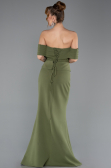 Haki Straplez Peplum Kesim Uzun Abiye Elbise ABU5559