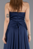 Lacivert Straplez Peplum Kuyruklu Uzun Dantel Abiye ABU5615