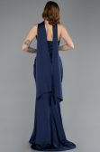 Lacivert Taşlı Straplez Peplum Kesim Uzun Saten Balık Abiye ABU5644