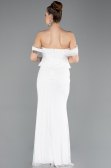 Ekru Straplez Peplum Kesim Uzun Dantel Abiye Elbise ABU5685