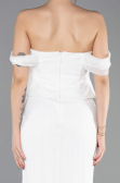 Ekru Straplez Peplum Kesim Uzun Dantel Abiye Elbise ABU5685