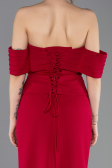 Koyu Fuşya Straplez Peplum Kesim Uzun Abiye Elbise ABU5559