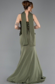 Haki Pullu Straplez Peplum Kesim Uzun Balık Abiye ABU5704