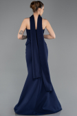 Lacivert Straplez Peplum Kesim Uzun Abiye Elbise ABU5735