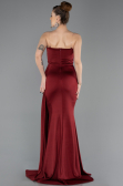 Bordo Straplez Uzun Abiye Elbise ABU5746