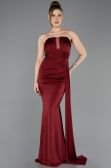Bordo Straplez Uzun Abiye Elbise ABU5746
