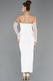 Ekru Straplez Peplum Midi Davet Elbisesi ABK2539