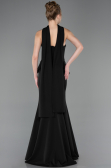 Siyah Taşlı Straplez Yaka Şallı Peplum Uzun Abiye Elbise ABU5774