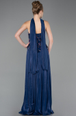 Lacivert Straplez Peplum Kesim Piliseli Uzun Abiye ABU5786