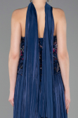 Lacivert Straplez Peplum Kesim Piliseli Uzun Abiye ABU5786