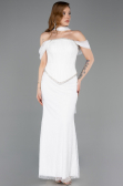 Ekru Balenli Kayık Yaka Peplum Midi Dantel Abiye ABU5839