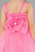 Pembe Fırfırlı Önü Kısa Arkası Uzun Kız Çocuk Abiye Elbise ABO130