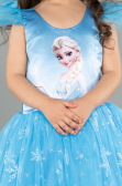 Mavi Kar Desenli Prenses Baskılı Uzun Kız Çocuk Abiye ABU5907