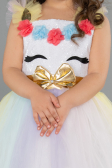 Rins Unicorn Baskılı Pastel Renk Geçişli Tül Kız Çocuk Abiye Elbise ABU5908