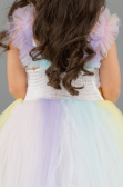 Rins Unicorn Baskılı Pastel Renk Geçişli Tül Kız Çocuk Abiye Elbise ABU5908