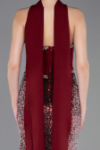 Bordo Asimetrik Straplez Peplum Uzun Pullu Balık Abiye ABU5703