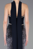 Lacivert Asimetrik Straplez Peplum Uzun Pullu Balık Abiye ABU5703