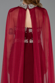 Bordo Taşlı Straplez Yaka Peplum Uzun Balık Abiye Elbise ABU5866