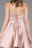 Pudra Askılı Kısa Saten Mezuniyet Elbisesi ABK2603