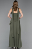 Haki Straplez Peplum Kesim Uzun Şifon Abiye Elbise ABU5763