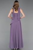 Lila Straplez Peplum Kesim Uzun Şifon Abiye Elbise ABU5763
